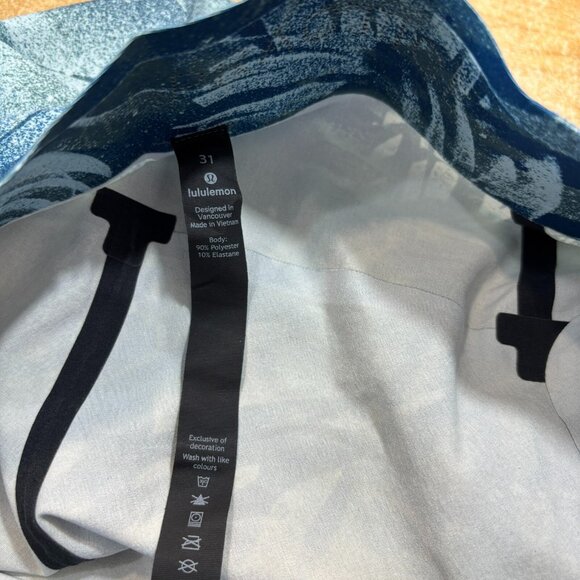 LULULEMON Current State Board Shorts Blue Splatter Tropical Palm Swim - Picture 3 of 8